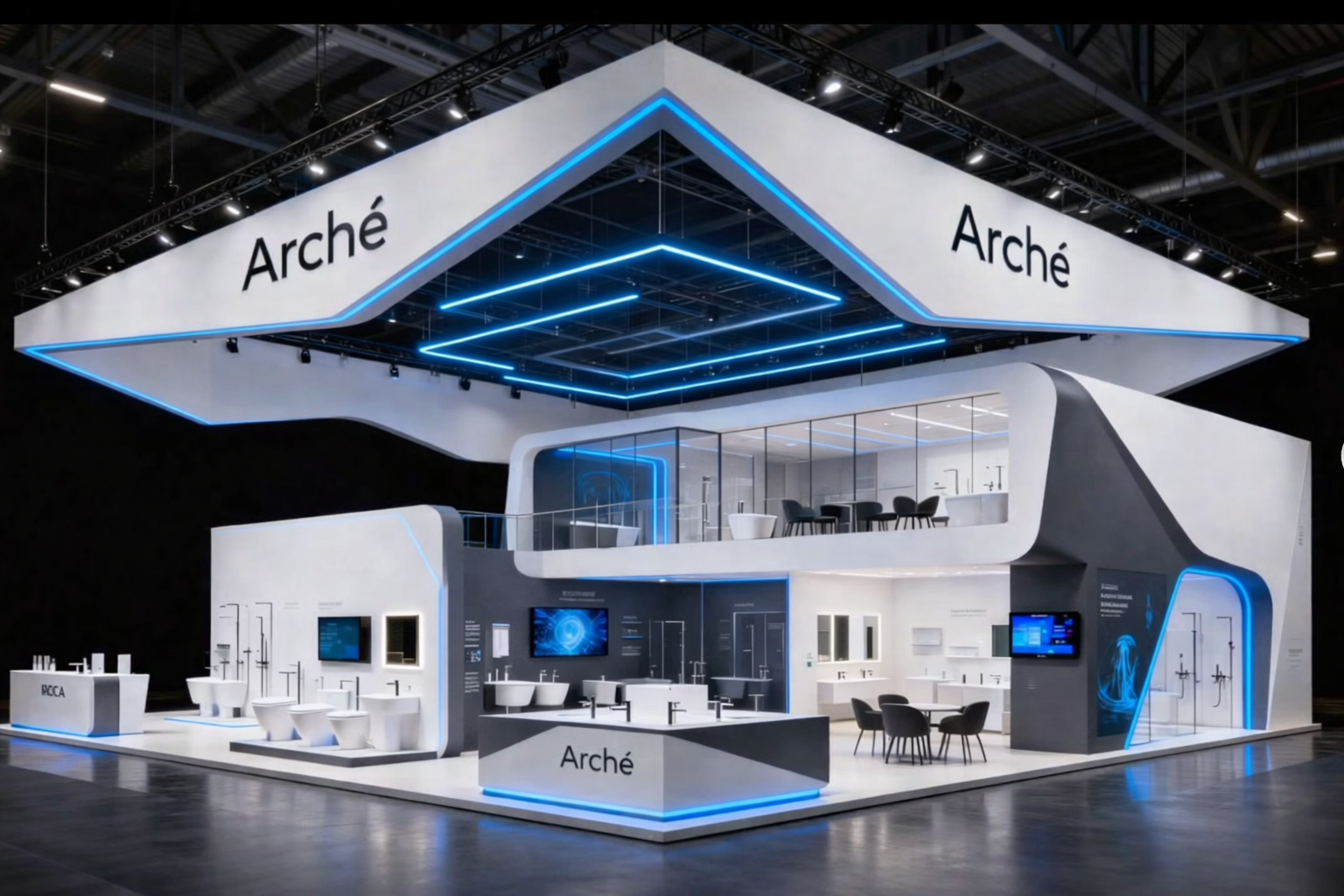 arché double-deck exhibit environment by Display America