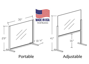 MADE IN USA - Adjustable Portable Sneeze Guard Barrier