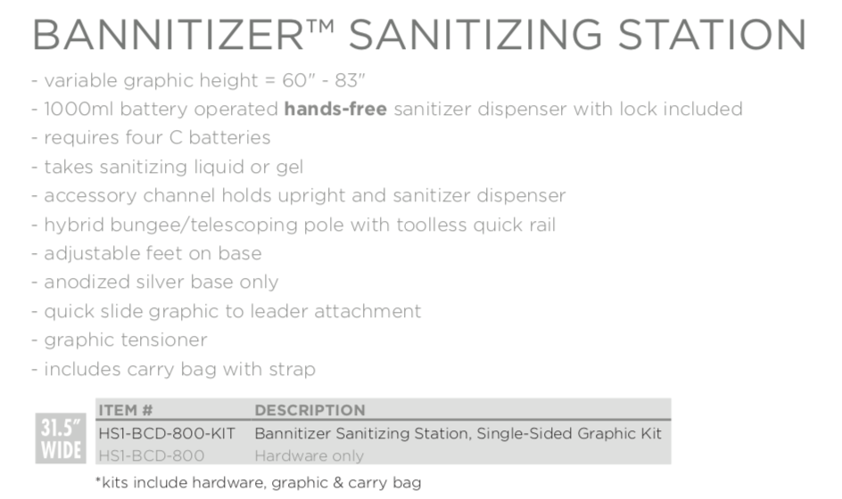 Bannitizer Sanitizing Station